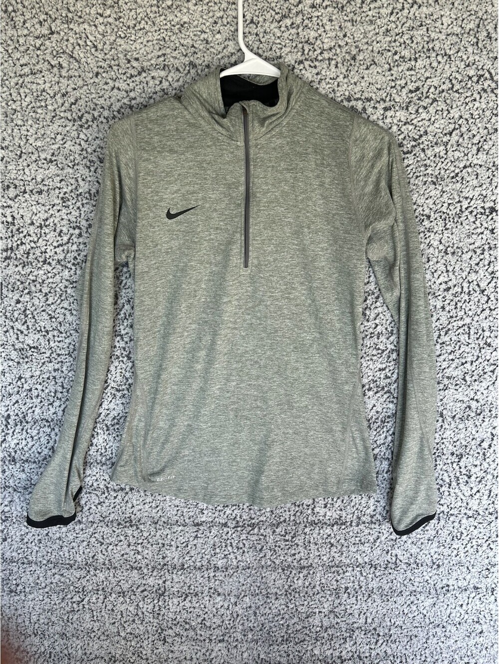 Nike Dri-FIT Womens S Gray Heather 1/4 Zip Running Pullover Long Sleeve